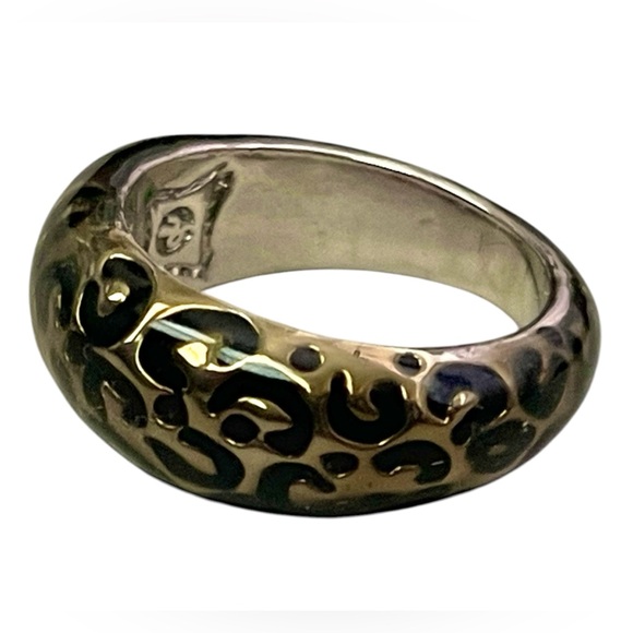 Designer Gold & Black Cheetah / Leopard Print Enamel Ring - Picture 8 of 9